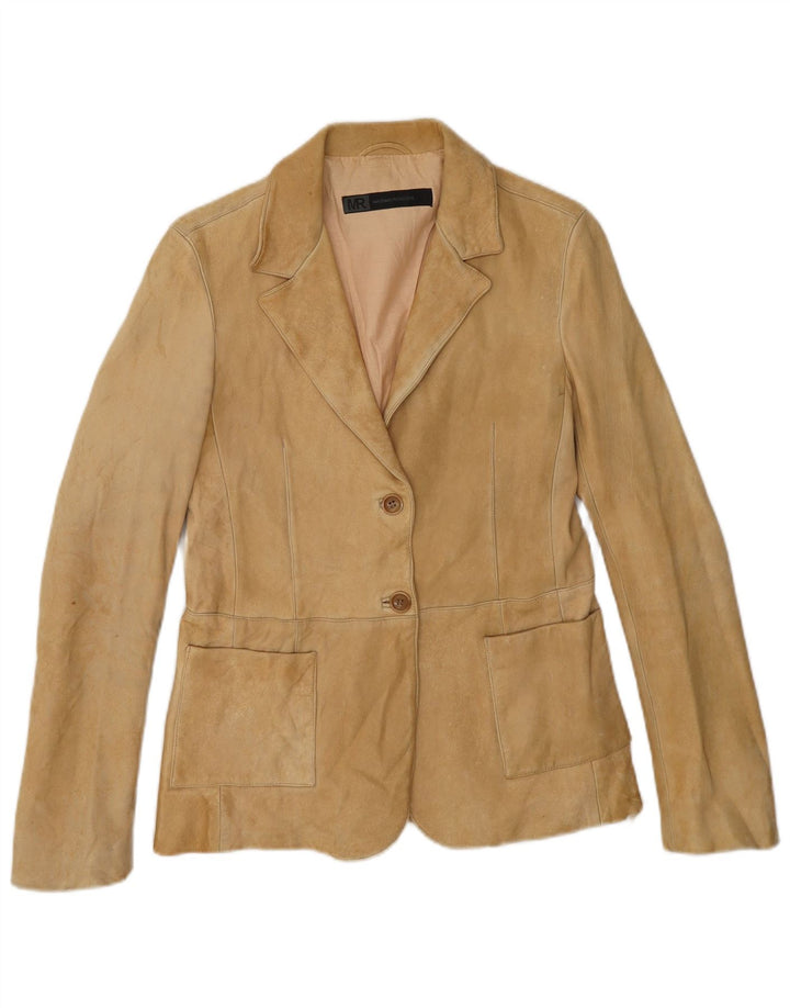 MASSIMO REBECCHI Womens 2 Button Suede Blazer Jacket IT 42 Medium Beige