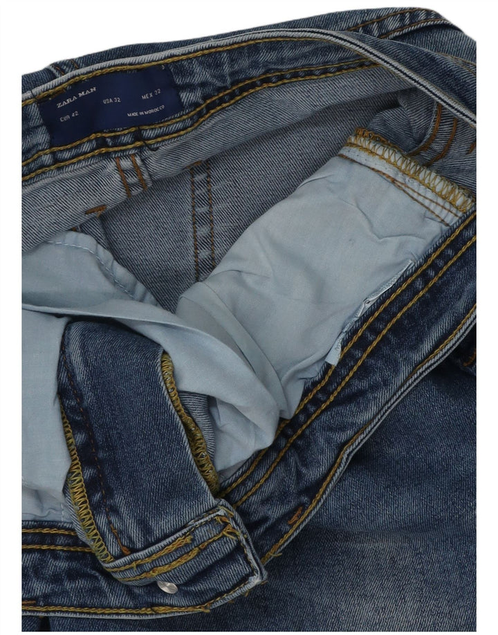 Zara Herre Slim Jeans EU 42 Large W32 L29 Blå Bomuld
