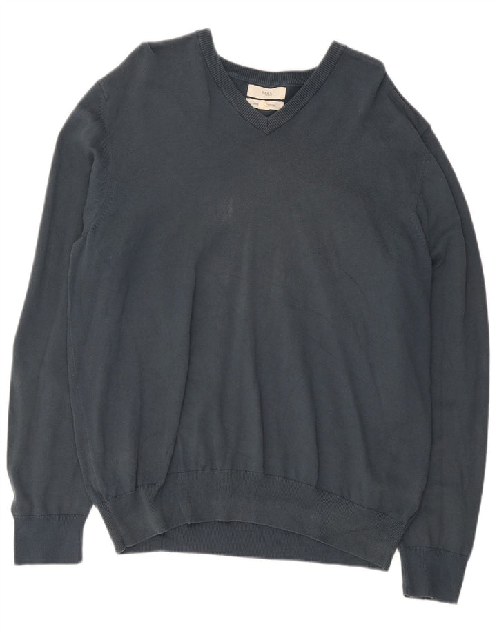 Marks & Spencer Herre V-hals sweater XL Grå Bomuld