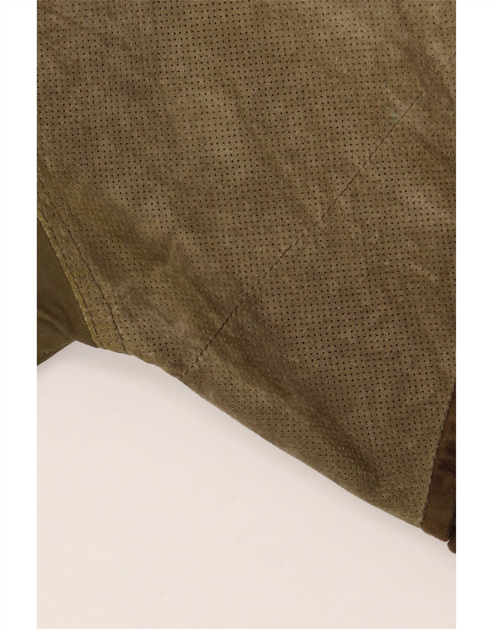 LA MATTA Herre ruskindsjakke UK 40 Large Khaki Colourblock Læder