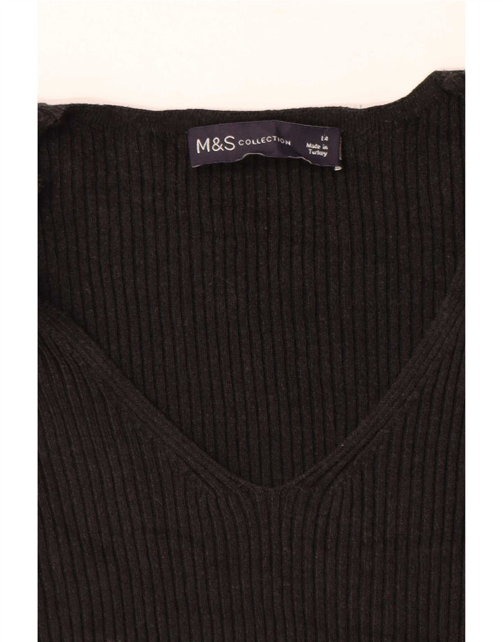 Marks & Spencer Dame V-hals sweater UK 14 Medium Sort
