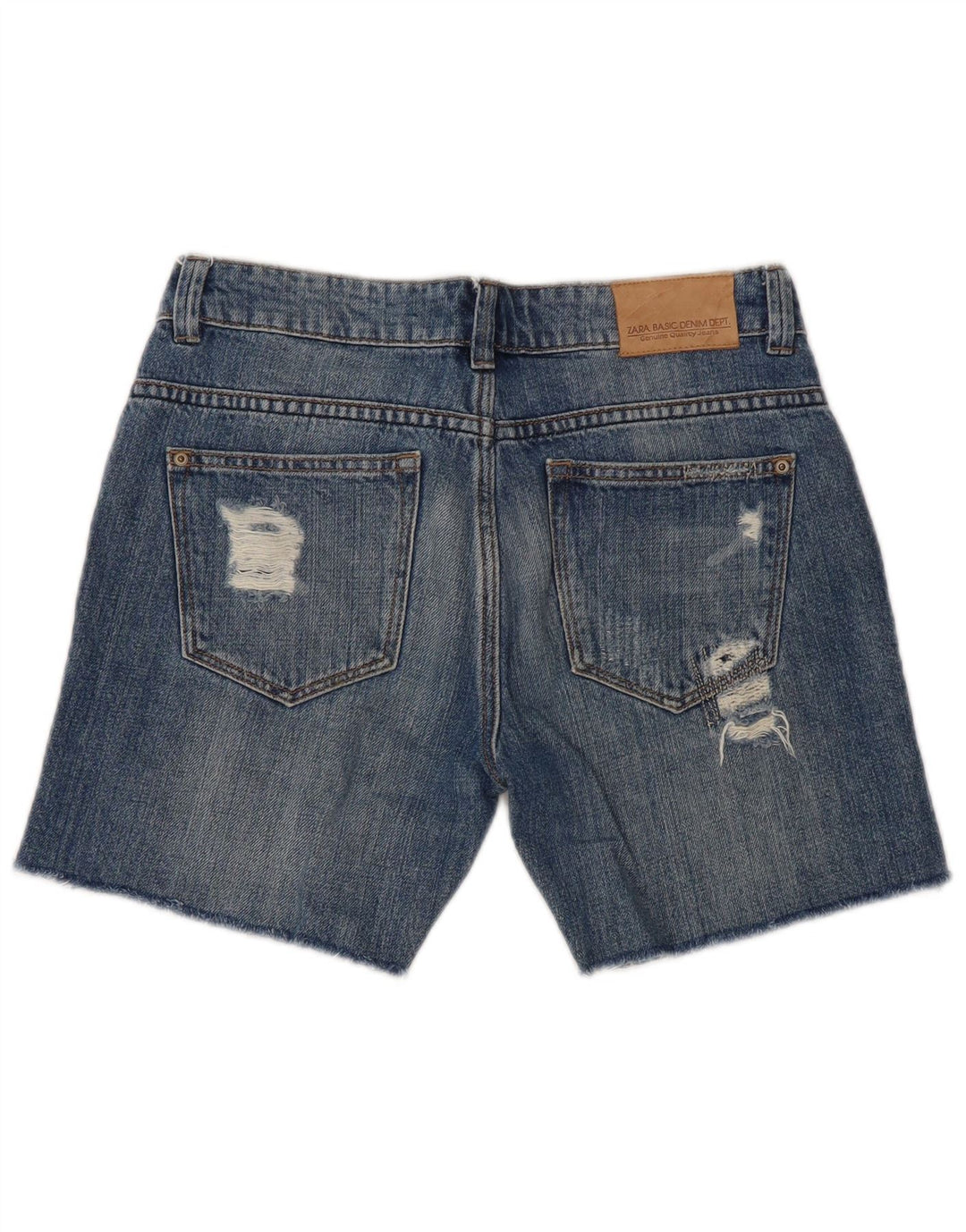 ZARA Distressed denimshorts til kvinder EU 32 2XS W22 Blå