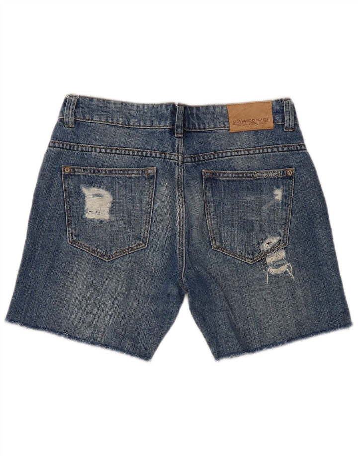 ZARA Distressed denimshorts til kvinder EU 32 2XS W22 Blå