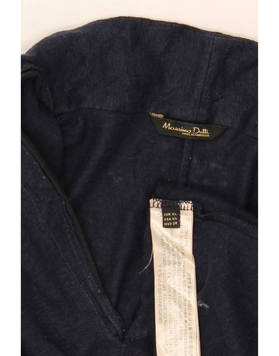 Massimo Dutti Dame Bluse Top UK 18 XL Navy Blue Linen