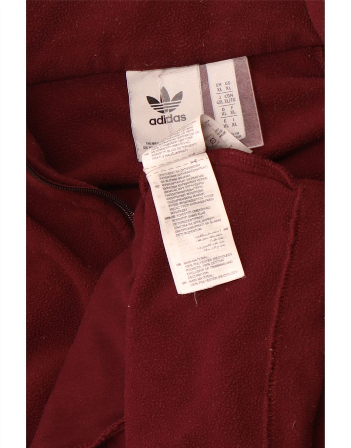 ADIDAS Herre grafisk lynlås-hals fleecetrøje XL Burgundy Polyester