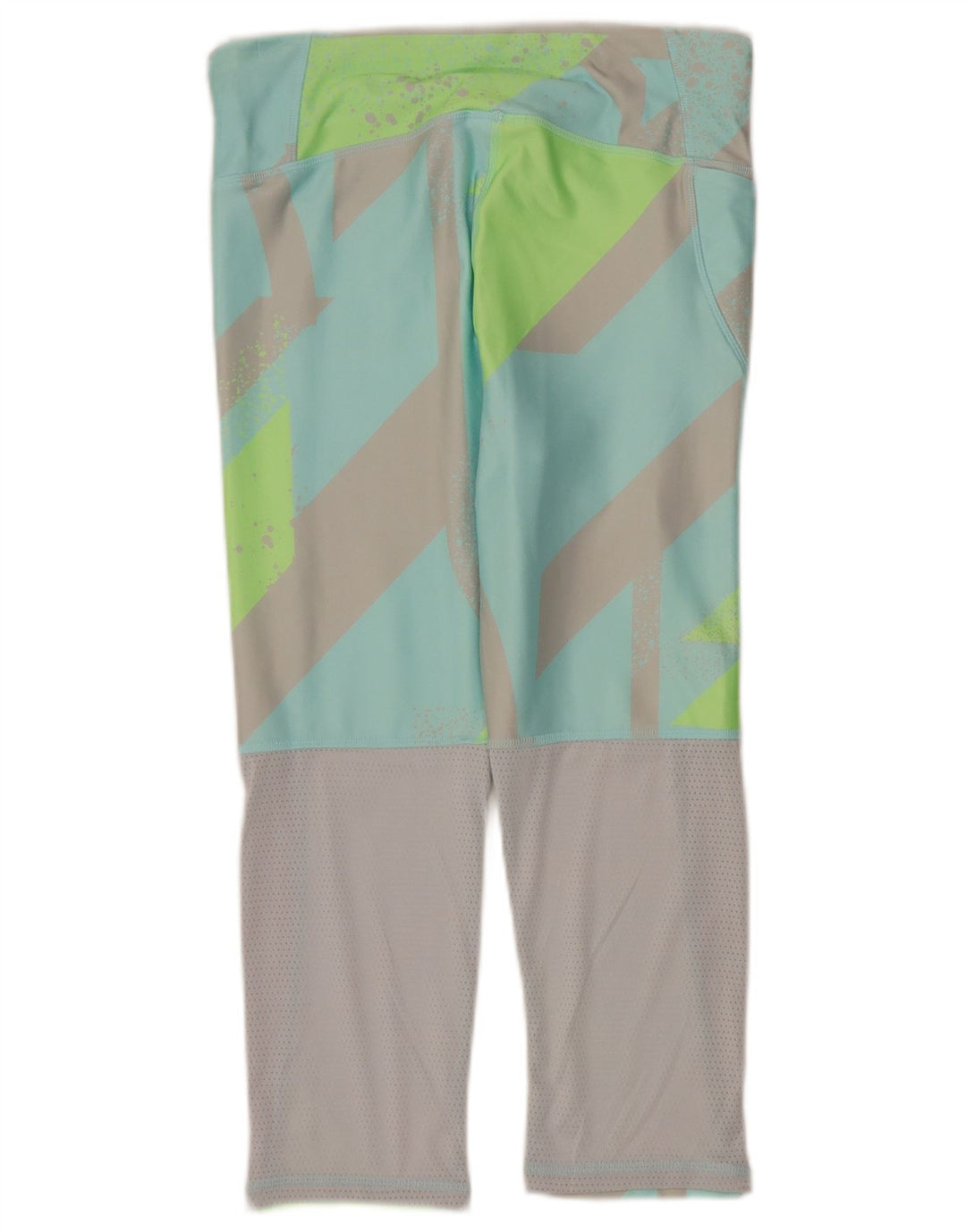 Reebok Dame Capri Leggings UK 12/14 Medium turkis geometrisk polyester