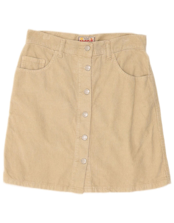 CLARK Womens Corduroy Nederdel IT 46 Large W32 Beige Bomuld
