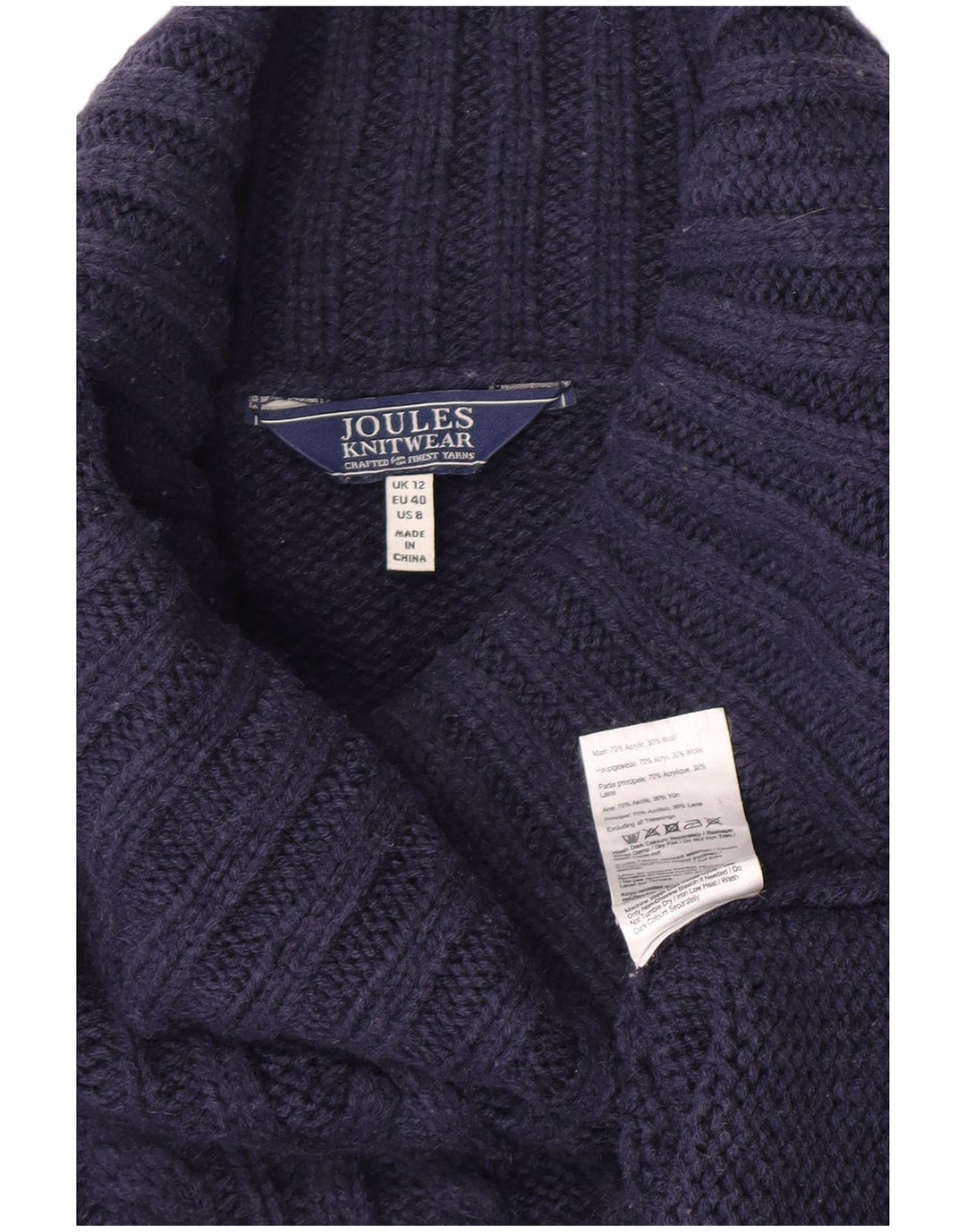 Joules Dame Roll Neck Jumper Sweater UK 12 Medium Navy Blue Akryl