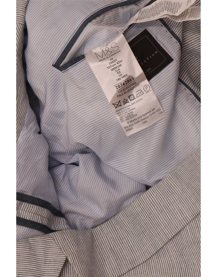 Marks & Spencer Herre Slim 2-knaps blazerjakke str. 42 Stor blå stribet