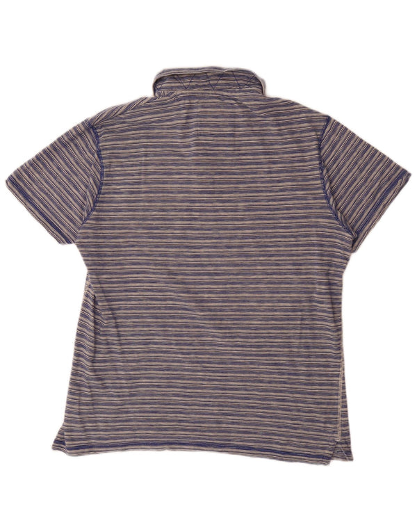 Weird Fish Herre poloshirt XL marineblå nålestribet bomuld