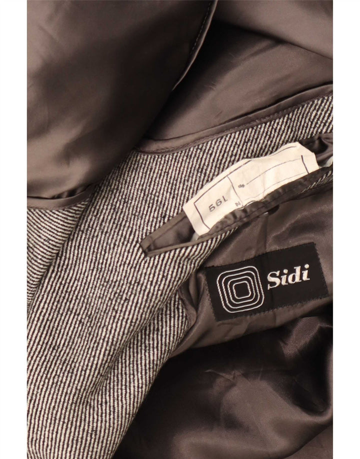 Sidi Herre Double Breasted Coat UK 38 Medium Grey Pinstripe