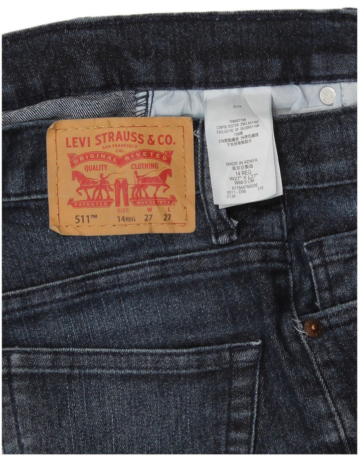 LEVI'S Girls 511 Slim Jeans 13-14 år W27 L27 Blå Bomuld