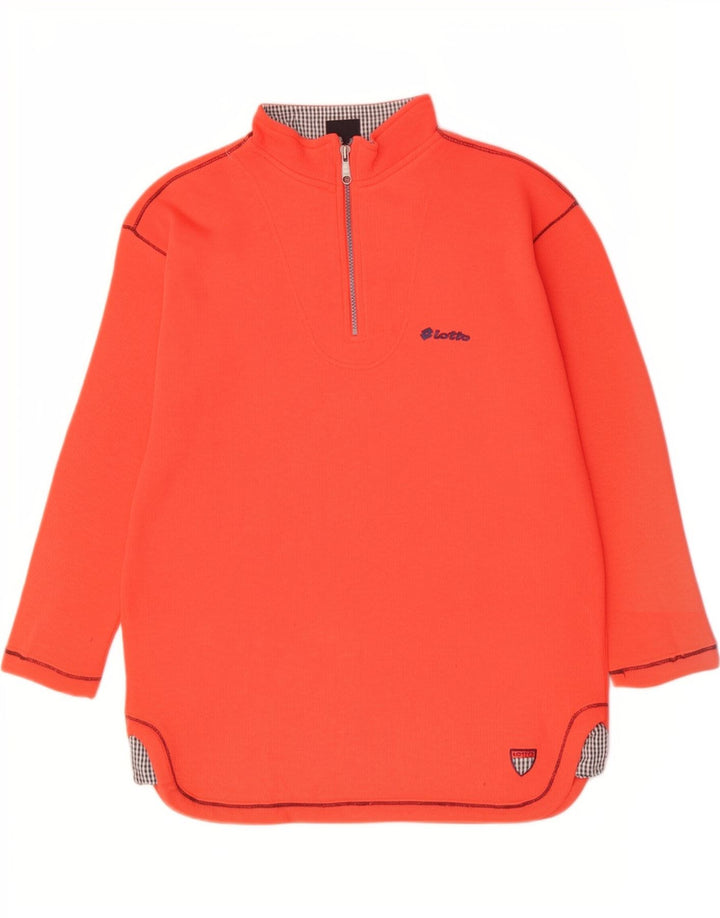 Lotto Dame Zip Neck Sweatshirt Jumper UK 14 Large Orange Polyester