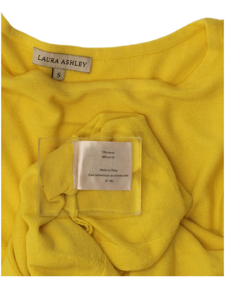 Laura Ashley Dame Flæse Front Bluse Top UK 10 Small Yellow Rayon