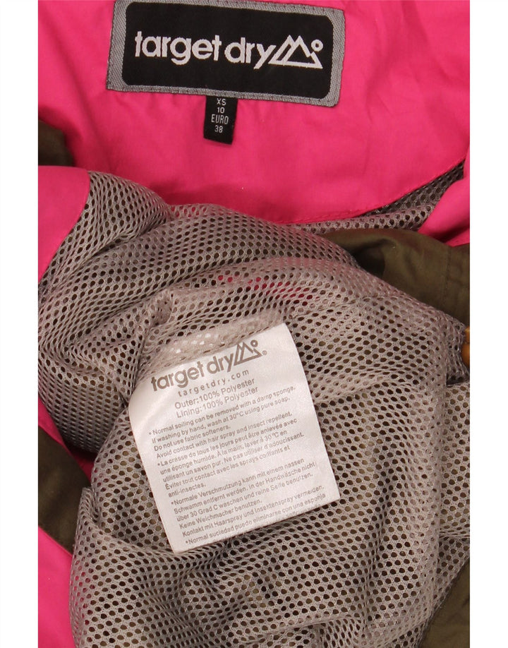 TARGET DRY Womens Hooded Rain Jacket UK 6 XS Khaki Polyester