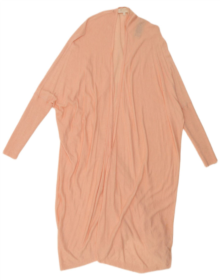 Ted Baker Womens Oversized Longline Cardigan Sweater Størrelse 3 Medium Pink