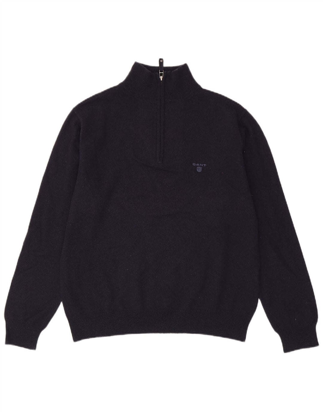 GANT sweater med lynlås til mænd mellem marineblå lammeuld