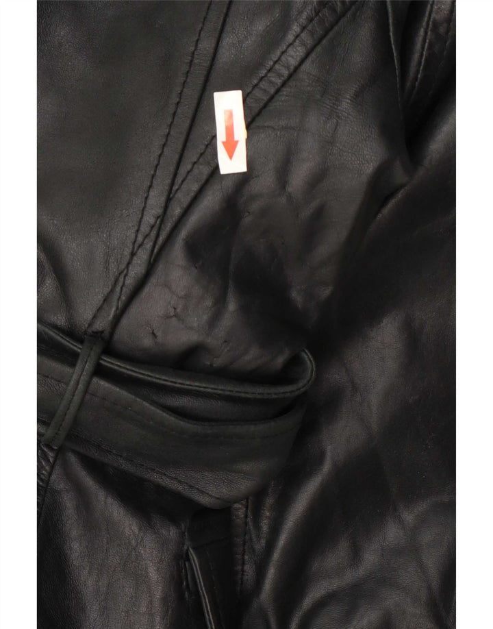 Vintage læderfrakke til kvinder UK 10 Small Black