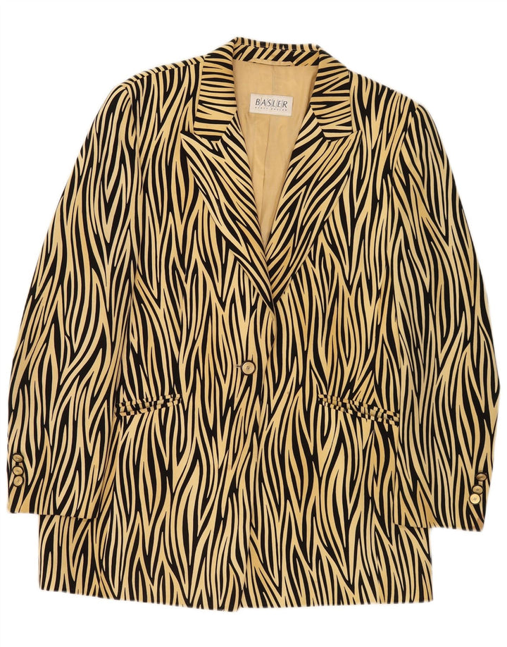 Basler Dame 1 Knap Blazer Jacket UK 14 Medium Yellow Animal Print