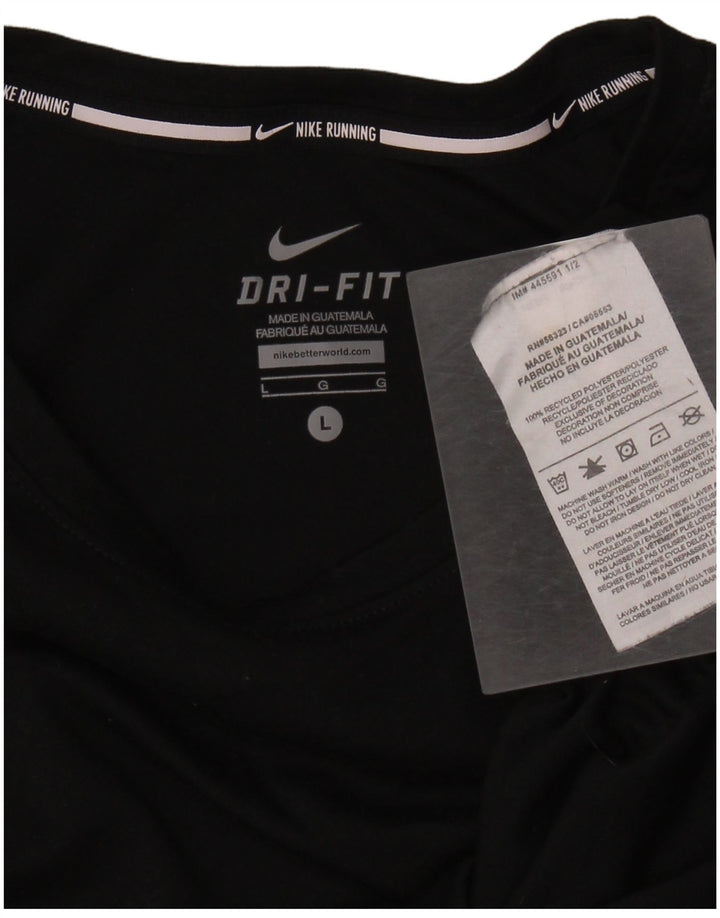 NIKE Dame Dri Fit T-Shirt Top UK 14 Stor sort polyester