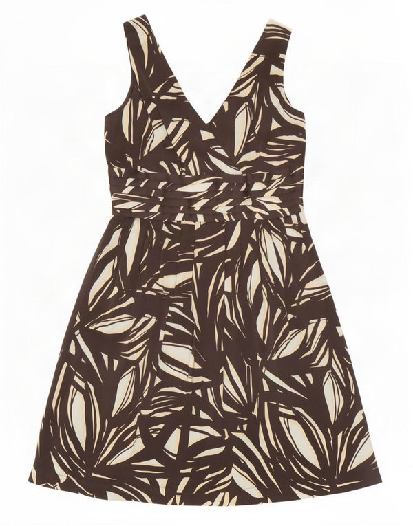 Marks & Spencer Womens Autograph A-Line Dress UK 12 Medium Brown Geometric