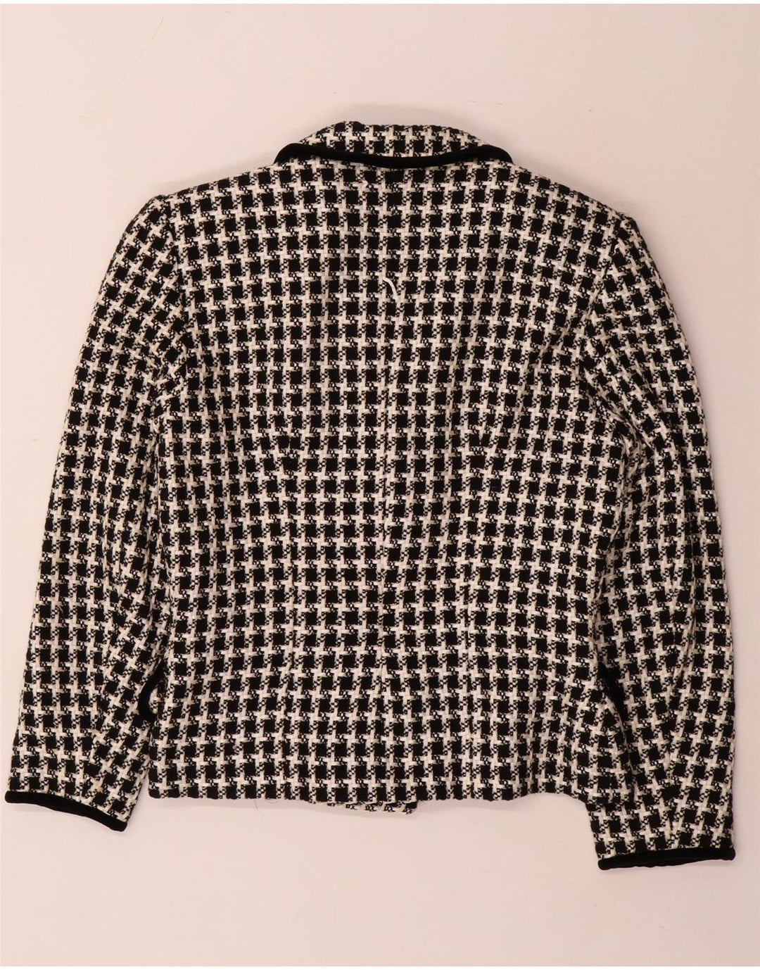 Vintage Dame Dobbeltradet Blazer Jacket UK 14 Medium Black Houndstooth