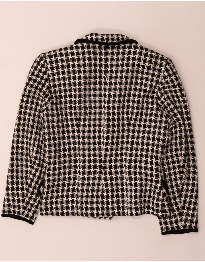 Vintage Dame Dobbeltradet Blazer Jacket UK 14 Medium Black Houndstooth