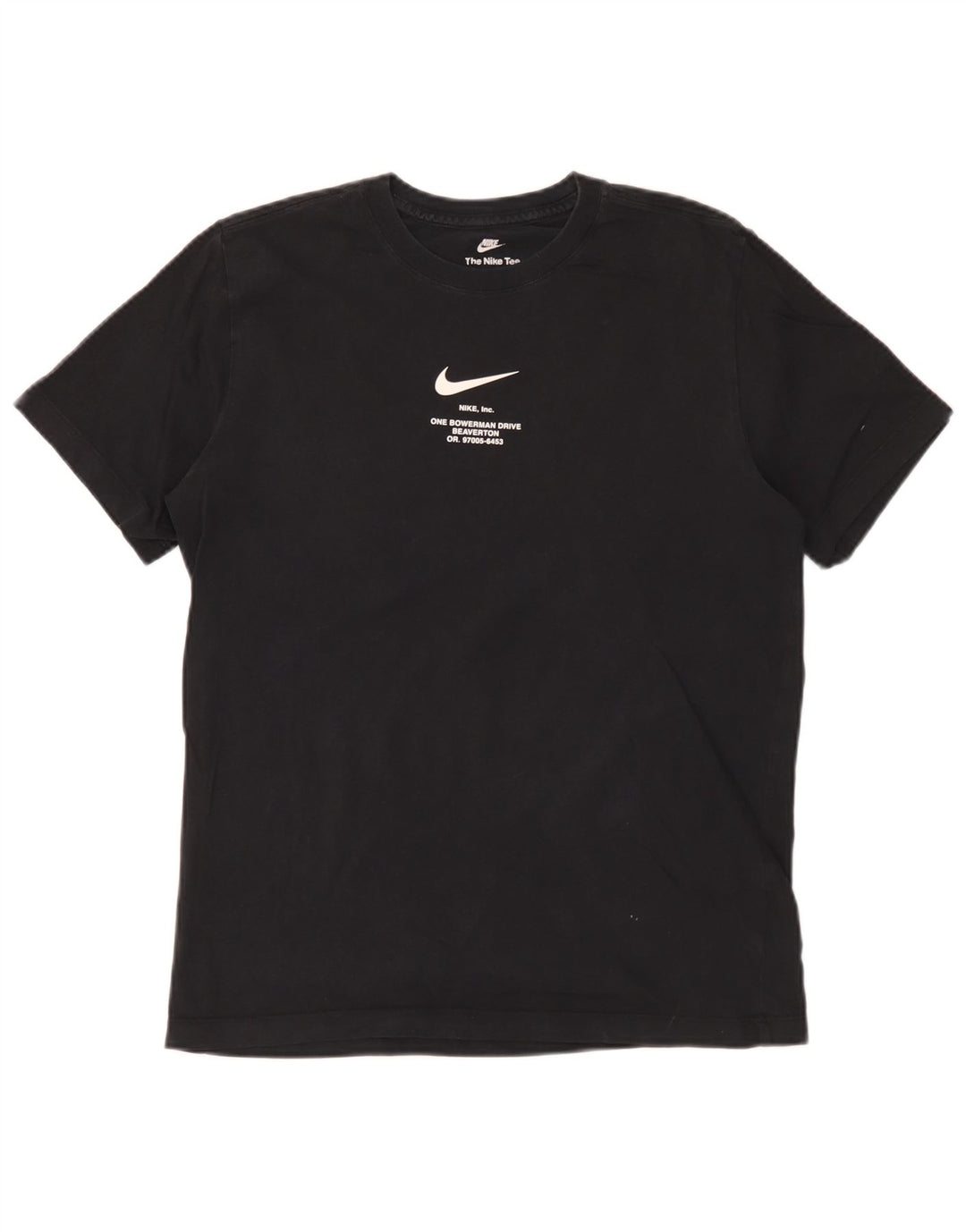 Nike Herre Swoosh Grafisk T-shirt Top Medium Sort Bomuld