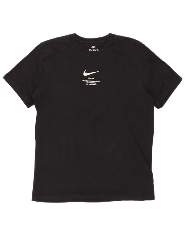 Nike Herre Swoosh Grafisk T-shirt Top Medium Sort Bomuld