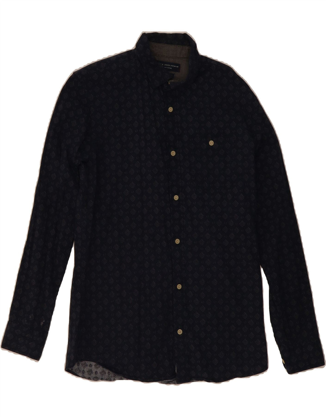 JACK & JONES Mens Shirt Medium Navy Blue Argyle/Diamond Cotton Vintage Jack & Jones and Second-Hand Jack & Jones from Messina Hembry 