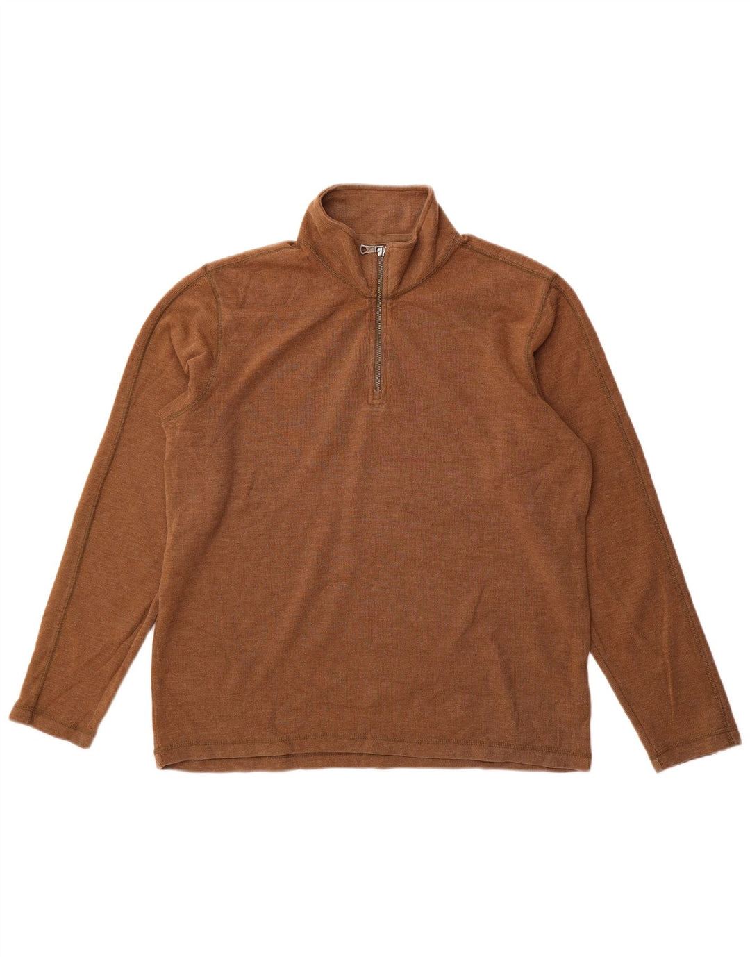 Eddie Bauer Herre høj lynlås-hals sweatshirt jumper stor brun bomuld