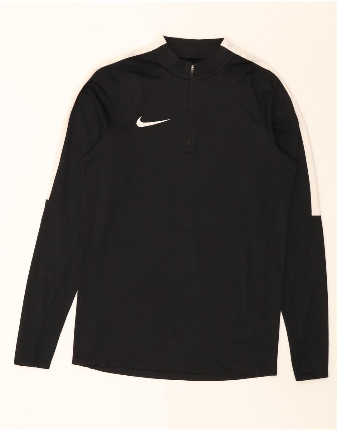 NIKE Herre Dri Fit Pullover med lynlås-hals Træningsdragt Top Lille sort farveblok