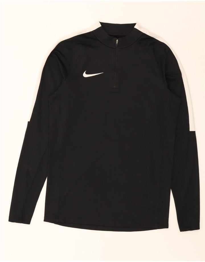 NIKE Herre Dri Fit Pullover med lynlås-hals Træningsdragt Top Lille sort farveblok