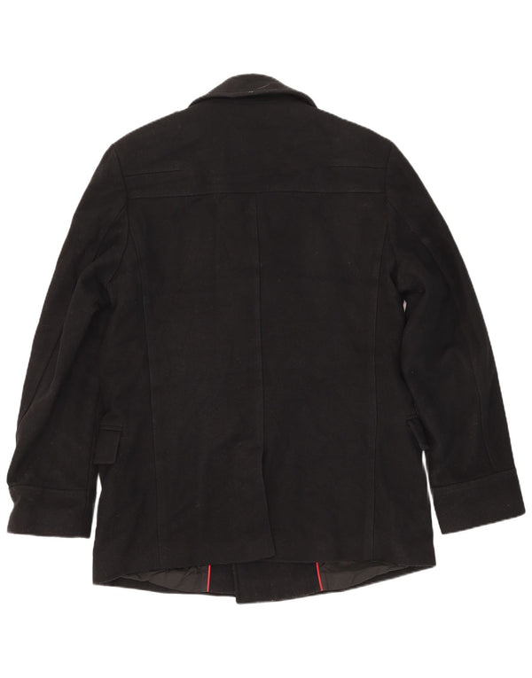 Hugo Boss Herre Pea Coat UK 44 2XL Sort Virgin Wool