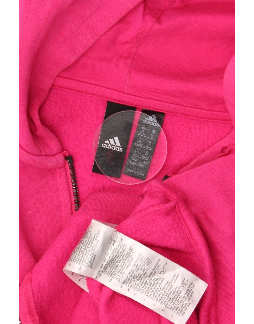 Adidas hættetrøje med lynlås til kvinder UK 12/14 Medium Pink Bomuld