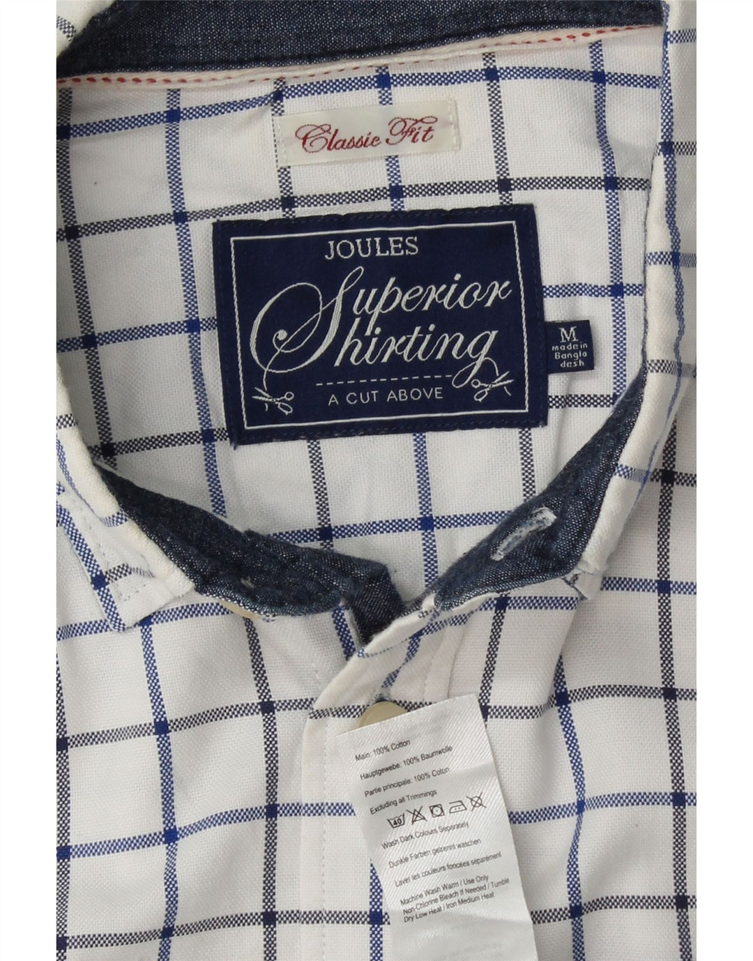 JOULES Herre Classic Fit skjorte Medium hvid ternet bomuld