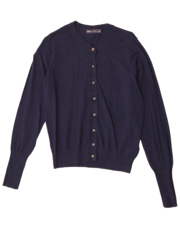 Marks & Spencer Dame Cardigan Sweater UK 10 Small Navy Blue Viscose