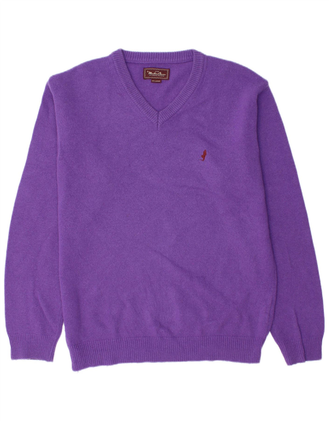 Marlboro Classics Herre V-hals sweater 2XL Lilla Uld