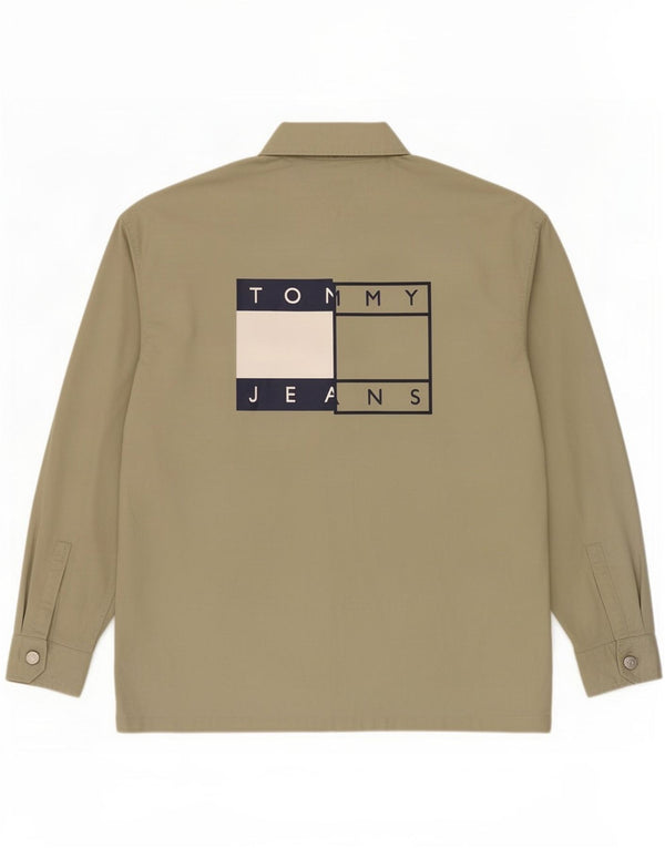 Tommy Hilfiger Herre Grafisk Overshirt Skjorte Large Khaki