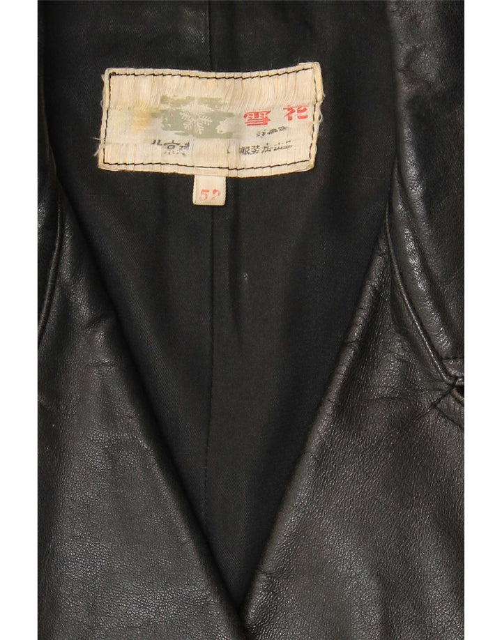 Vintage læderfrakke til kvinder IT 52 2XL Sort