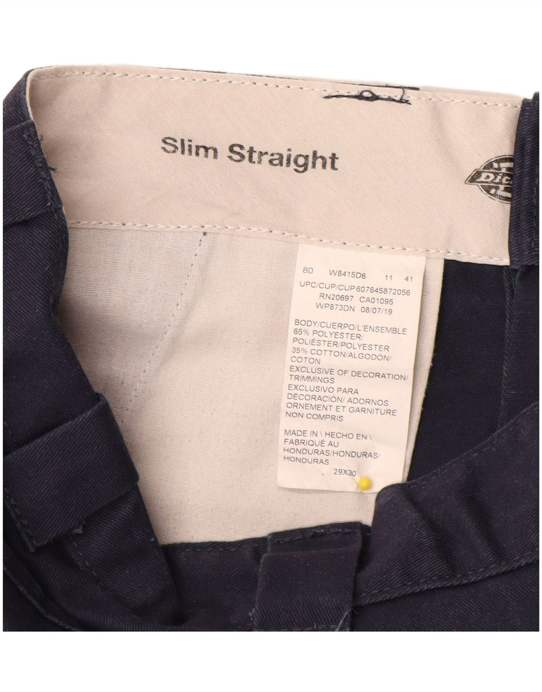 Dickies Herre Slim Straight Chino Bukser W29 L30 Navy Blue Polyester