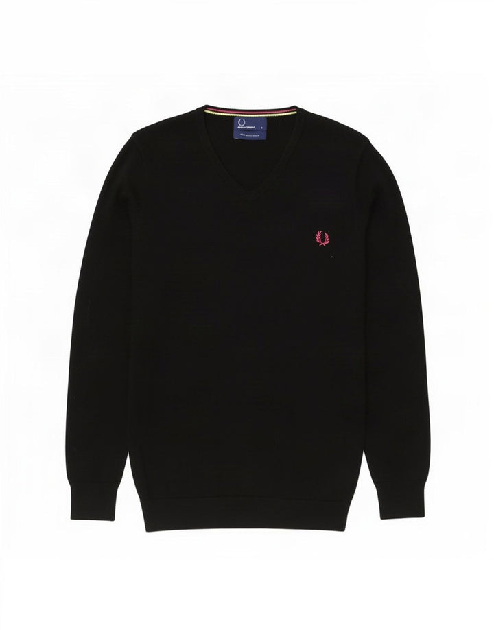 Fred Perry Herre V-hals sweater Small Black Merino Wool