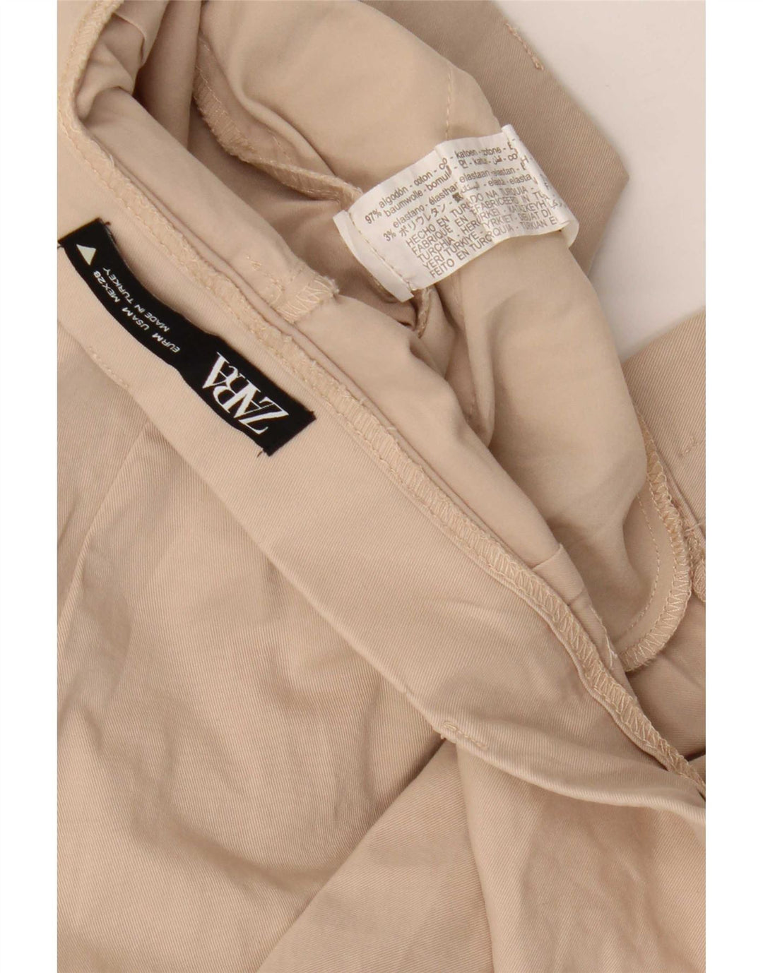 Zara Womens High Waist Pegged Hot Pants Medium W28 Beige Bomuld