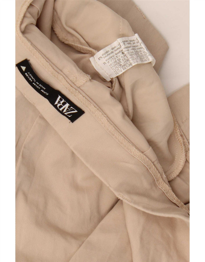 Zara Womens High Waist Pegged Hot Pants Medium W28 Beige Bomuld