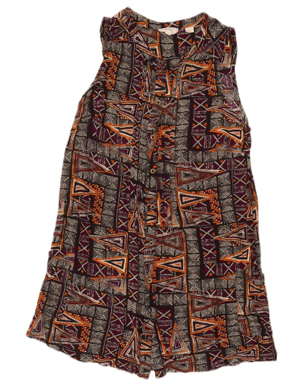 Fat Face Dame Ærmeløs Skift Kjole UK 8 Small Multicolored Geometric