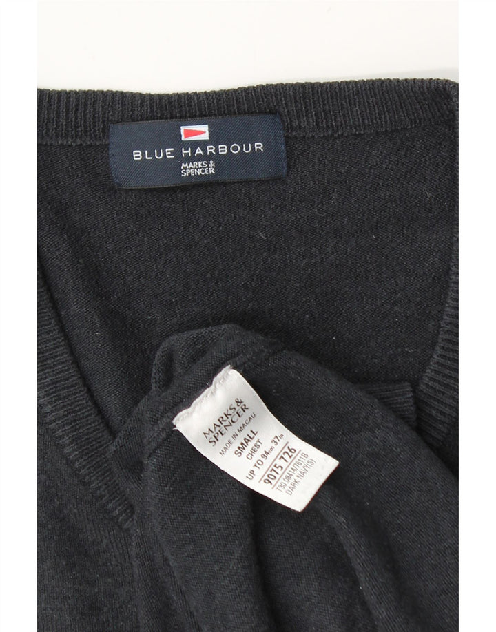 Marks & Spencer Herre Blue Harbor V-hals sweater lille marineblå