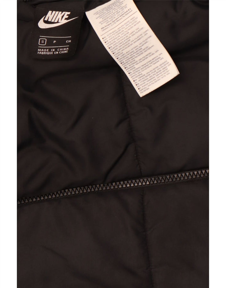 NIKE Vendbar polstret jakke med hætte til kvinder UK 10 Lille sort polyester