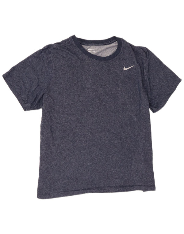 Nike Herre Dri Fit T-shirt Top XL Marineblå Flecked Bomuld