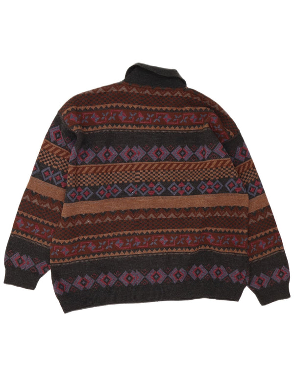 Vintage herre polo hals sweater XL flerfarvet Fair Isle