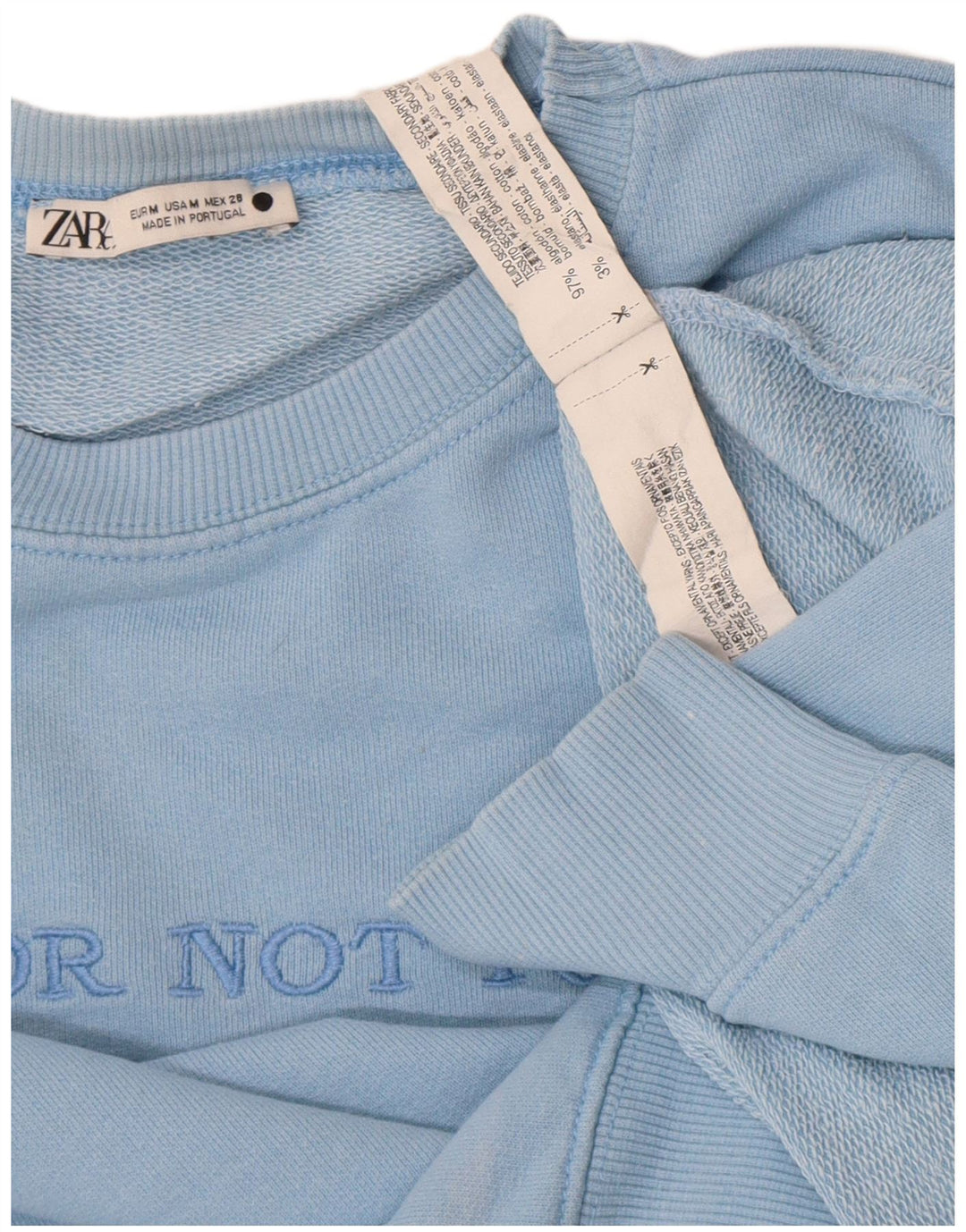 Zara Graphic Sweatshirt Jumper UK 14 Medium Blue Bomuld